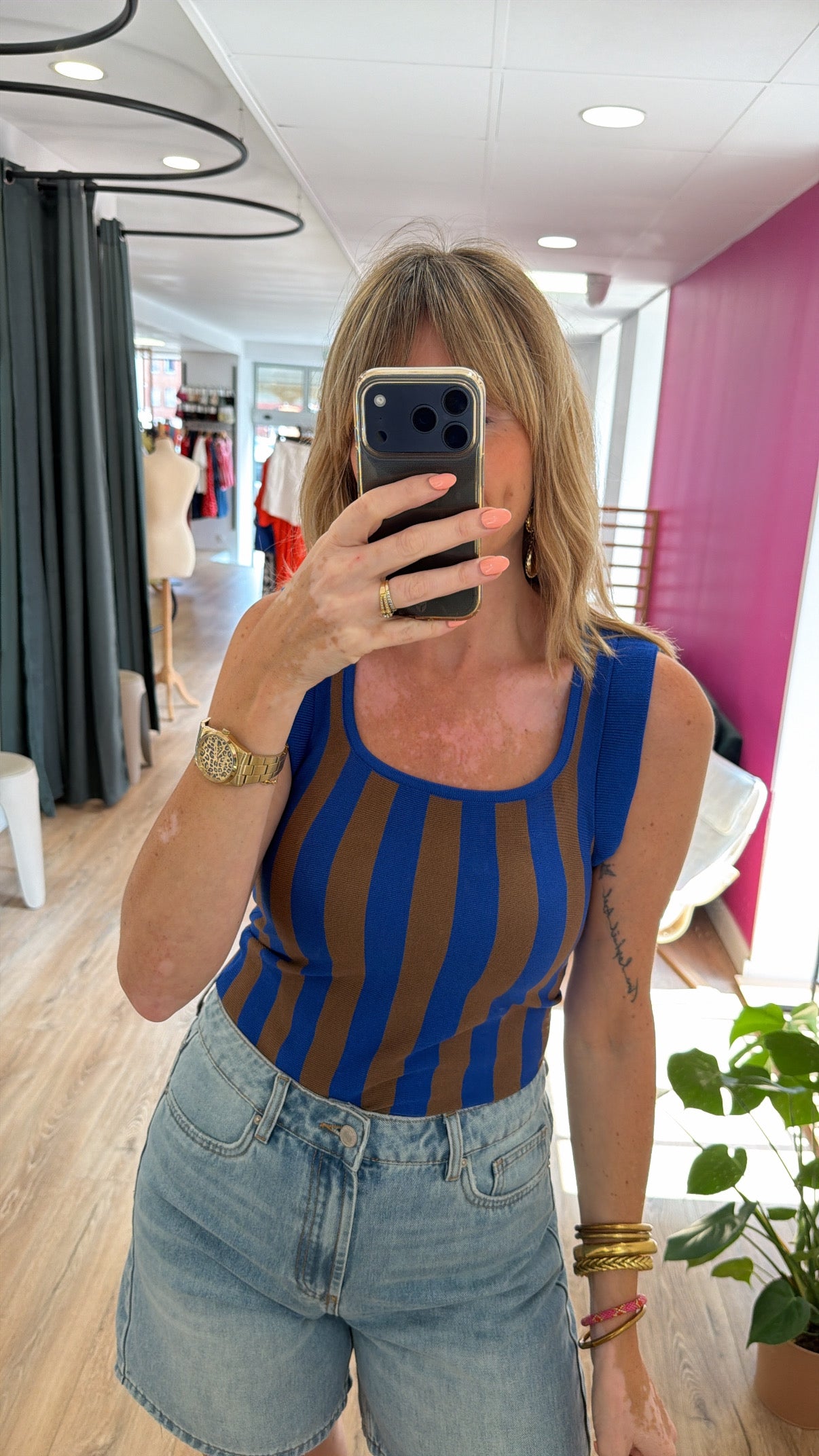Top ARIANE Chocolat/Bleu