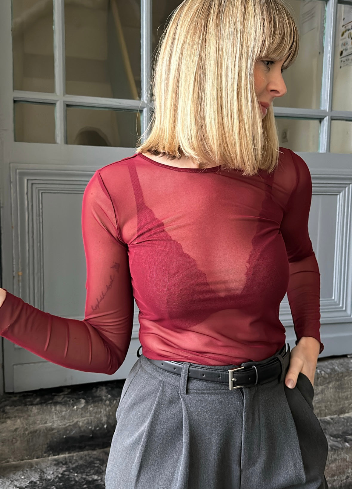 Top MESH JULLI Bordeaux