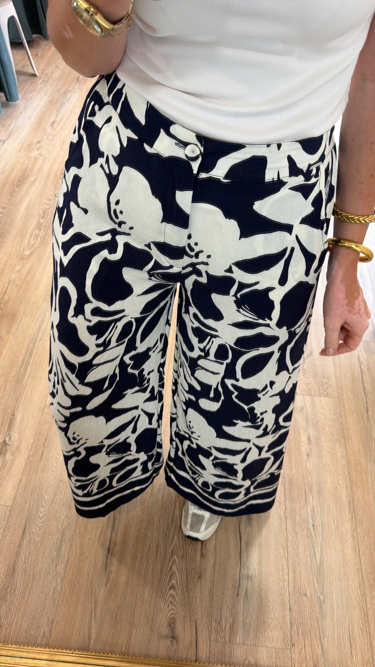 Pantalon FLORE Bleu marine/Blanc