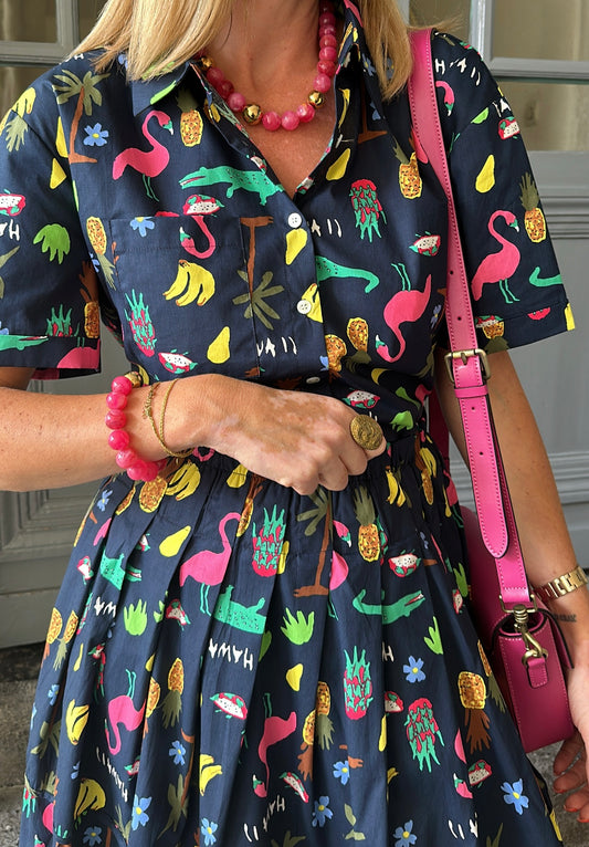 Chemise SUZANNE imprimée bleu marine