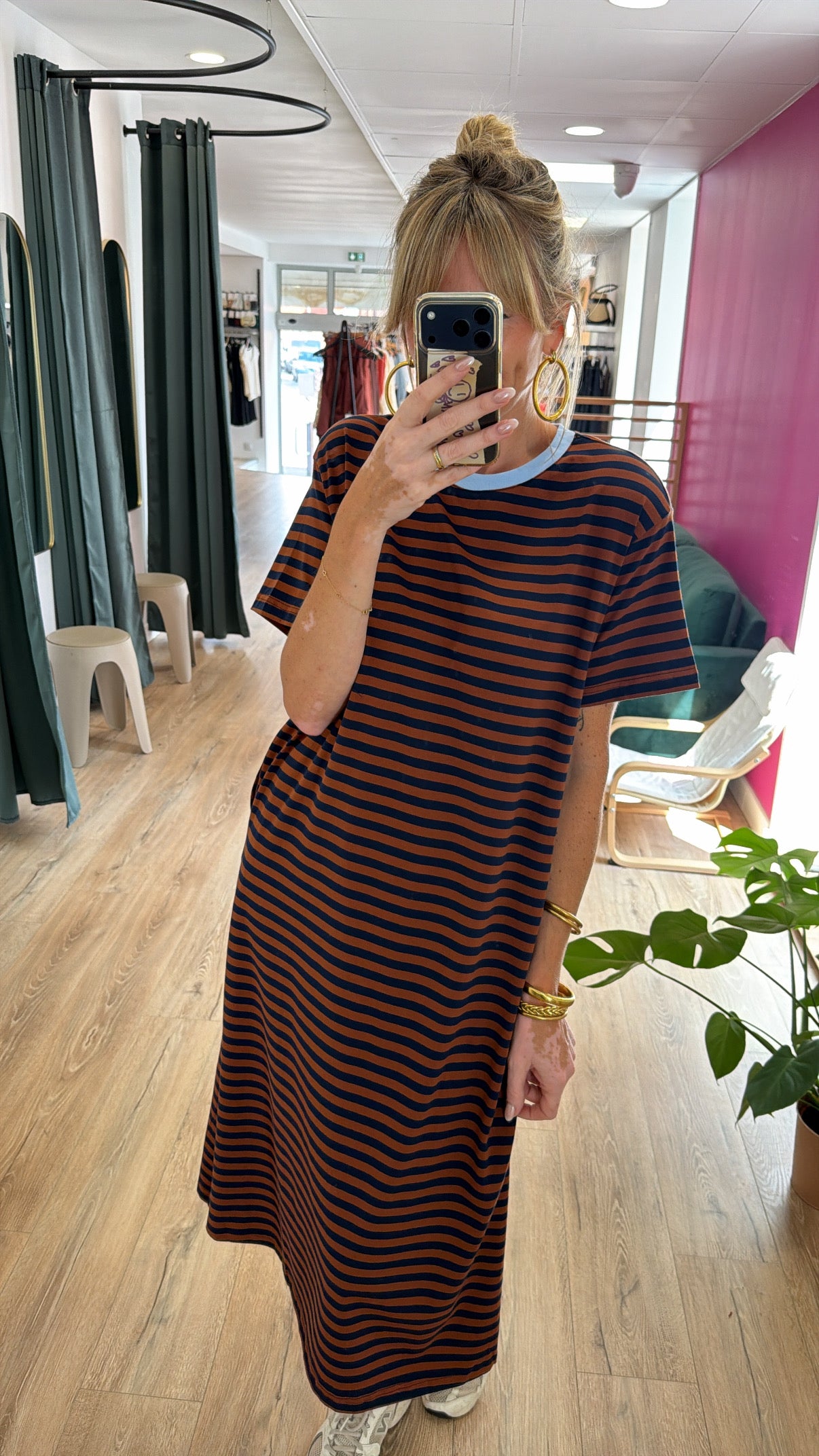 Robe t-shirt MAEVA Chocolat/Bleu