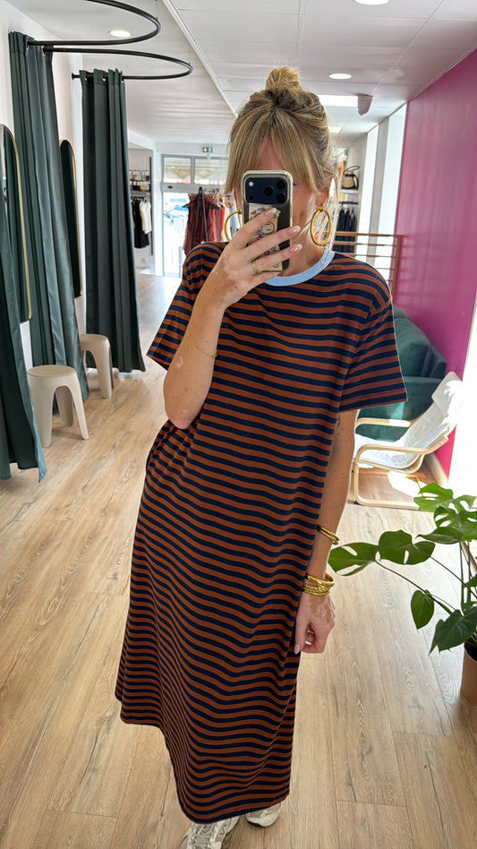 Robe t-shirt MAEVA Chocolat/Bleu