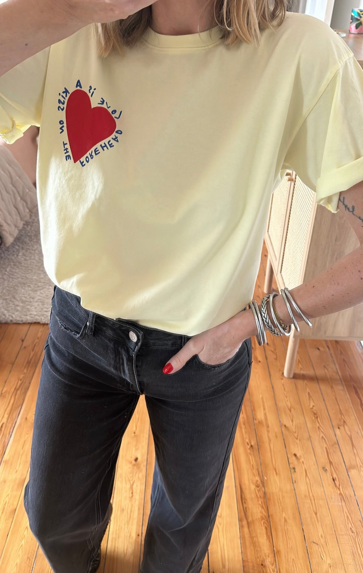 T-shirt LOVE Jaune Pastel