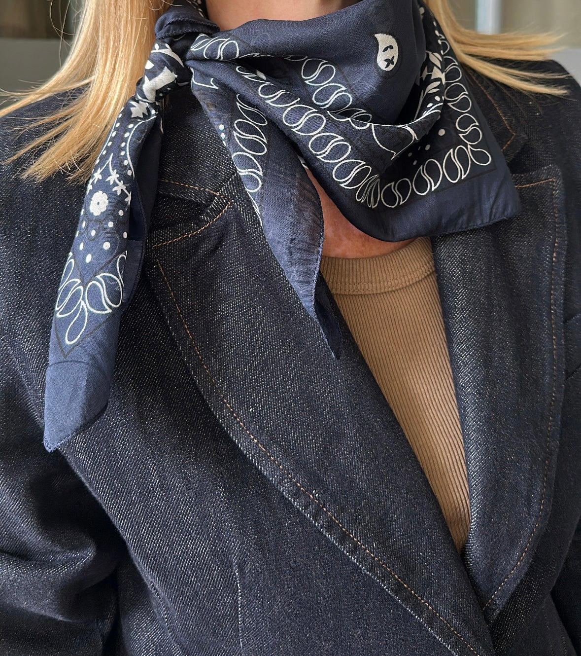 Foulard carré BOBY Bleu marine
