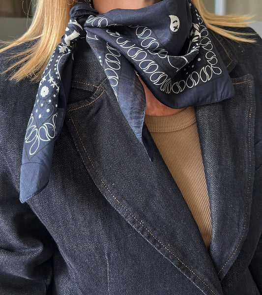 Foulard carré BOBY Bleu marine