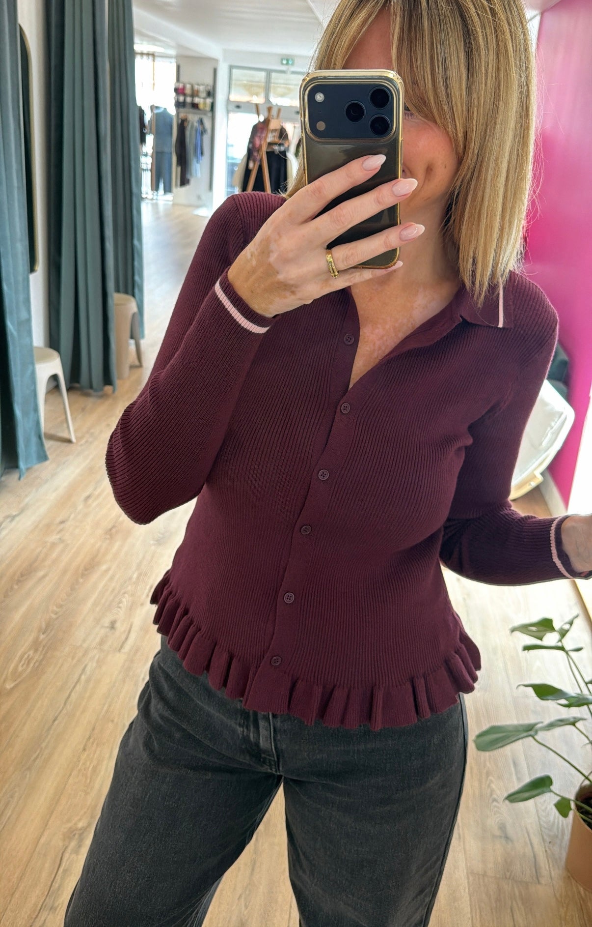 Polo maille SOREN Bordeaux