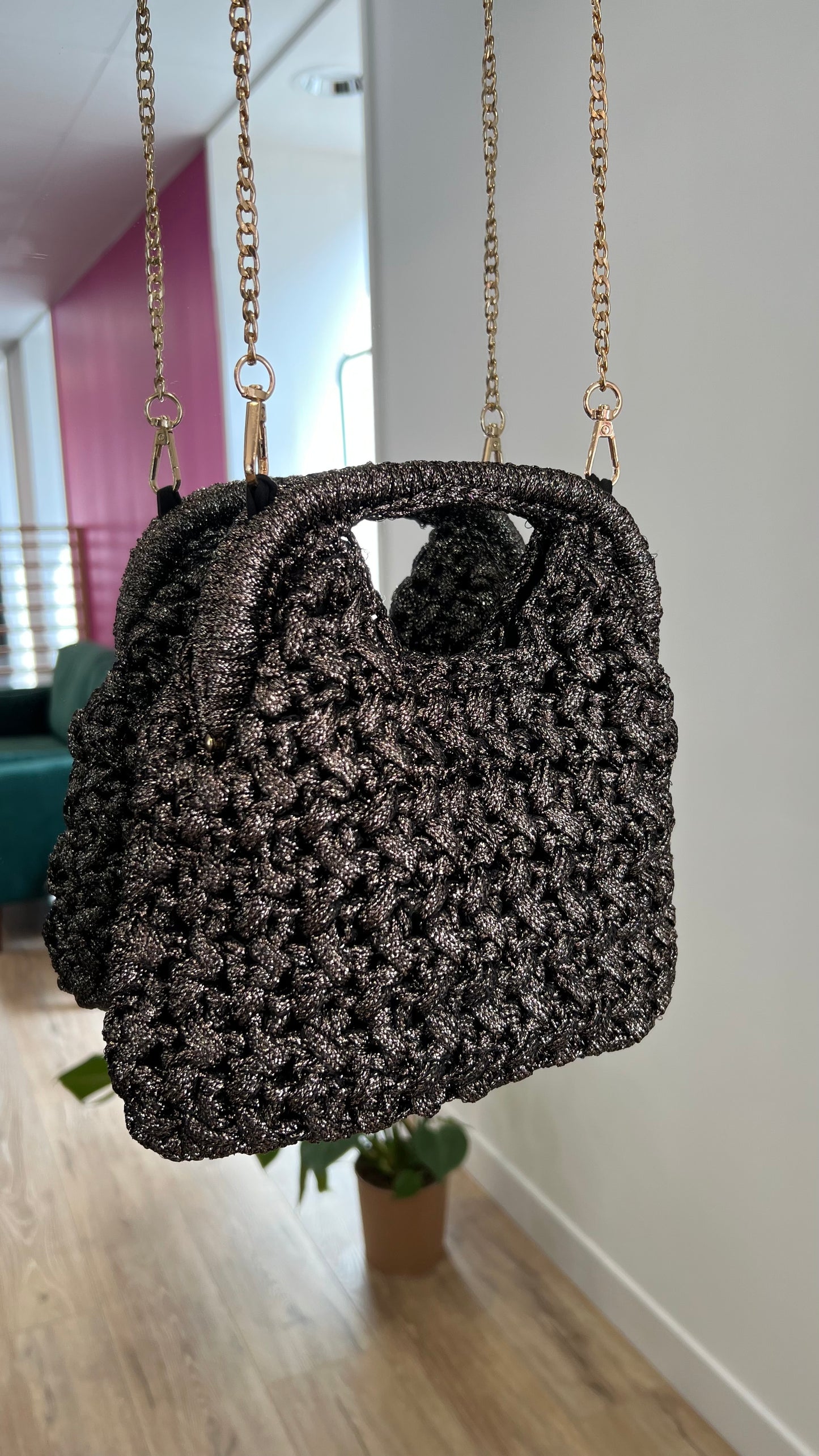 Sac pochette ELIA Chocolat métallique