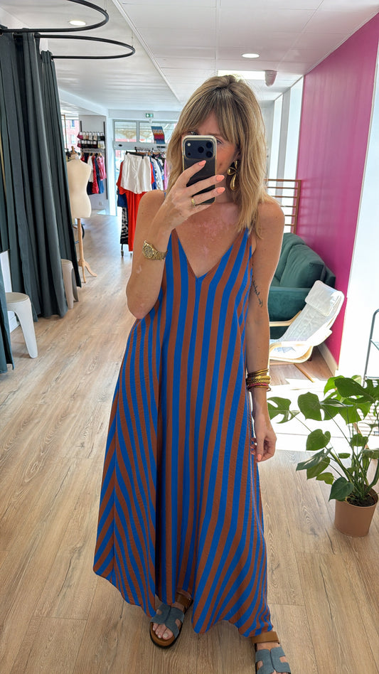 Robe CASSANDRA Chocolat/Bleu