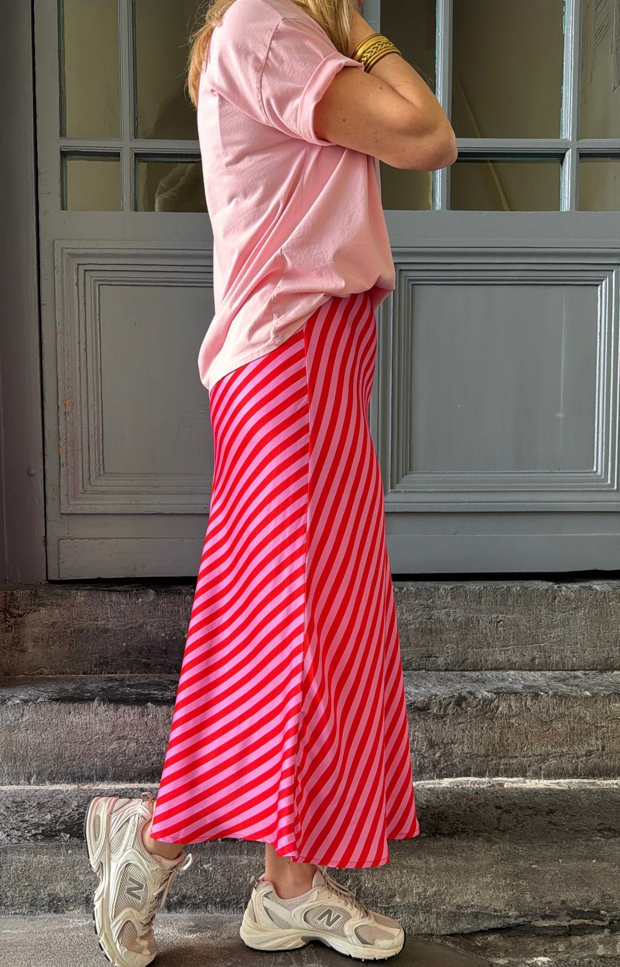 Jupe rayée MELISANDRE Rose/Rouge