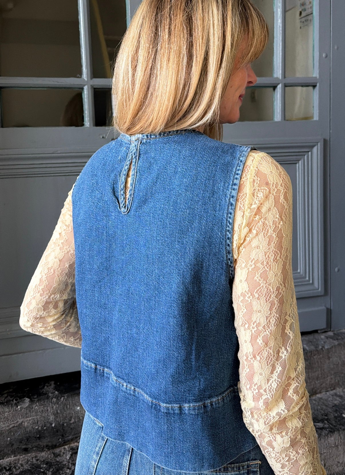 Top SILKE Medium Blue Denim PIECES