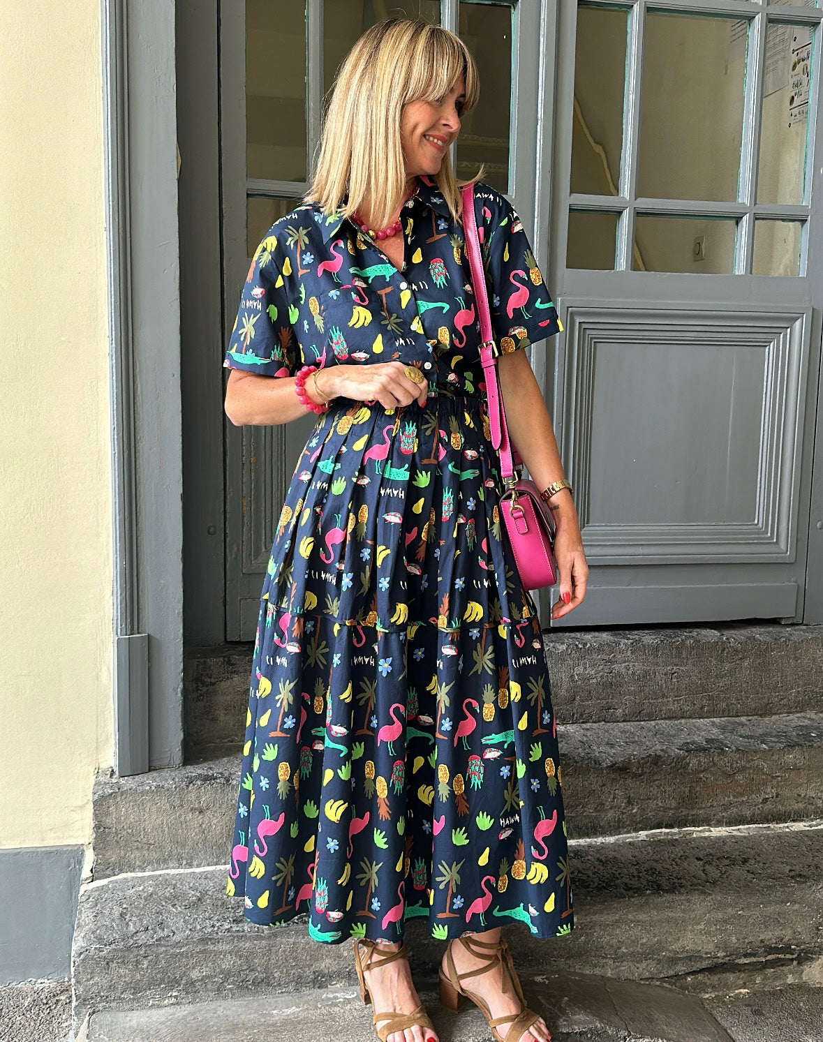 Chemise SUZANNE imprimée bleu marine