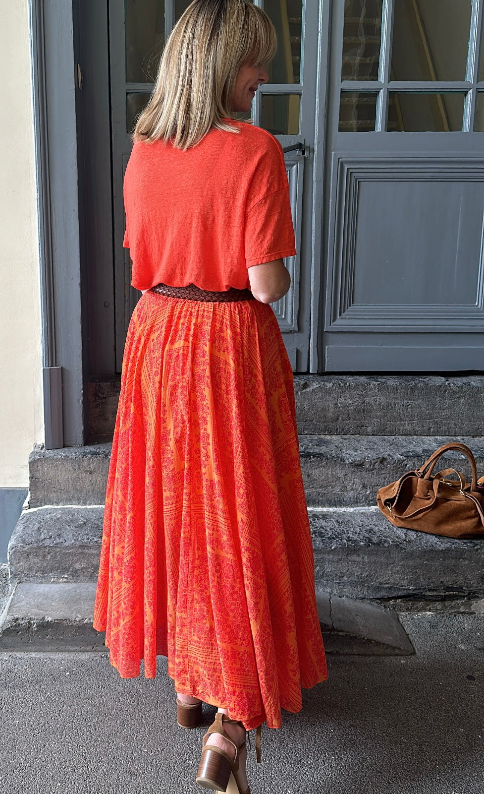 Jupe CHRISTINA Orange imprimée