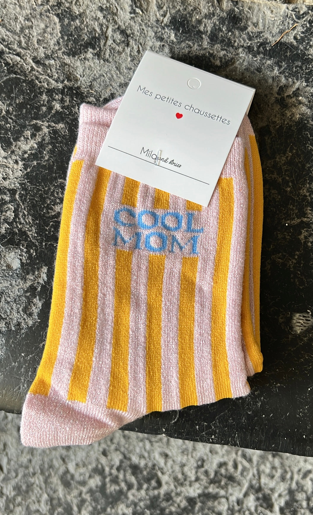 Chaussettes COOL MOM Rose pastel/Jaune