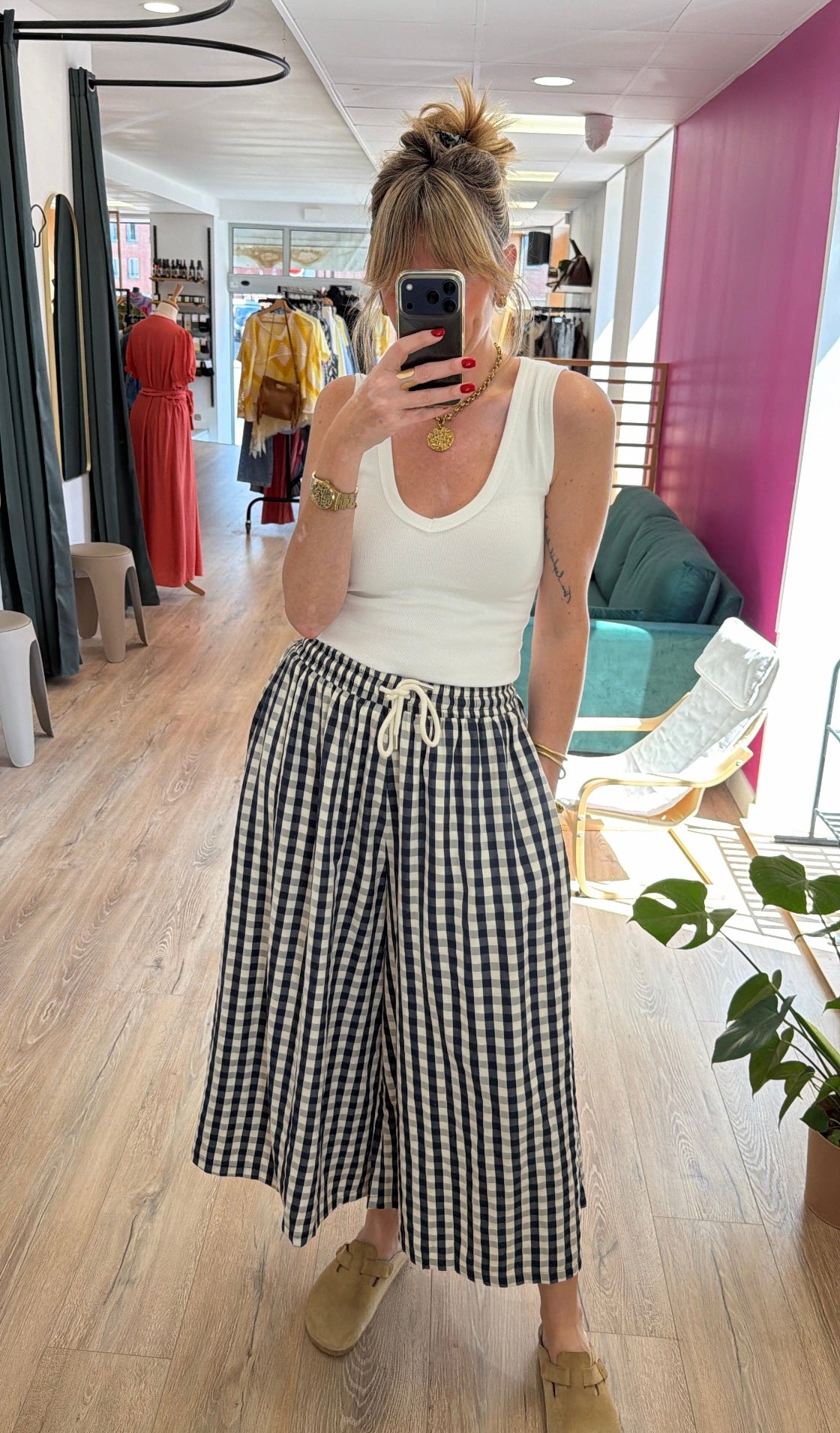 Pantalon ESTER Bleu marine/Écru