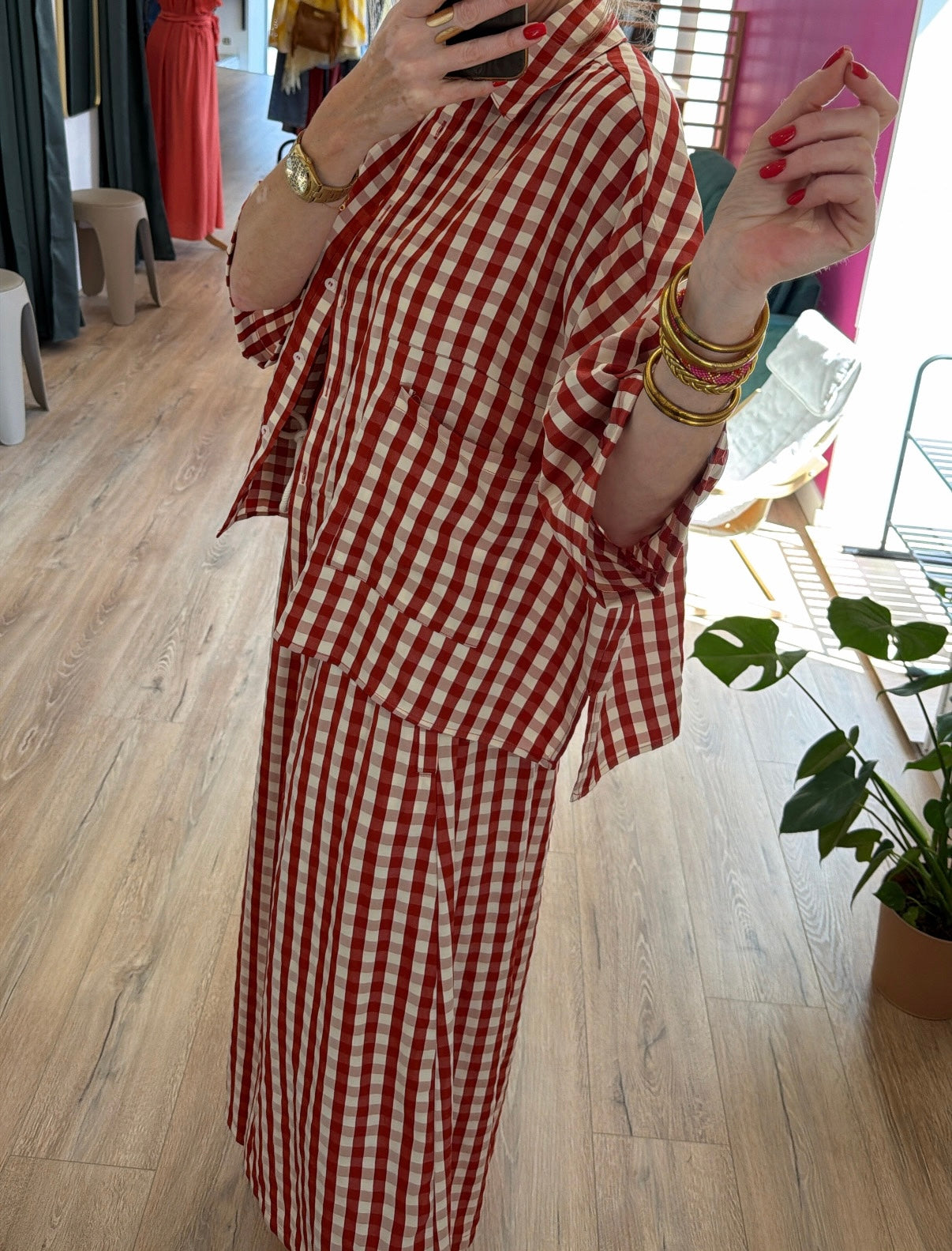 Chemise ESTER Rouge/Écru