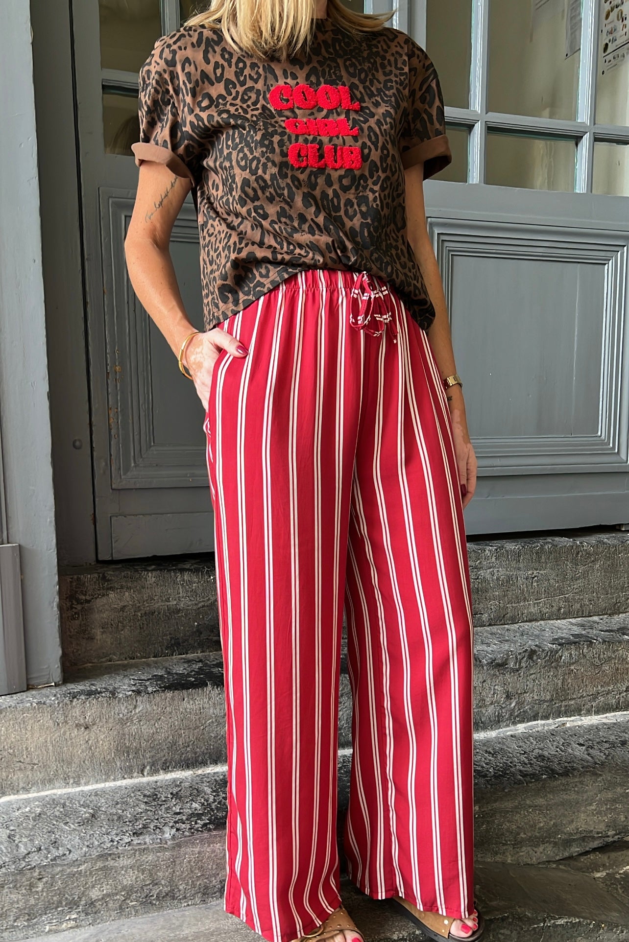 Pantalon JANE rouge /blanc