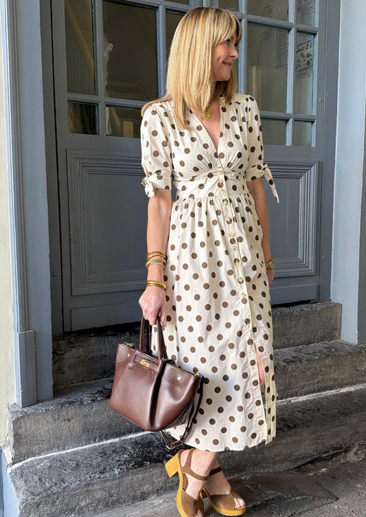 Robe DANIELLA à pois chocolat