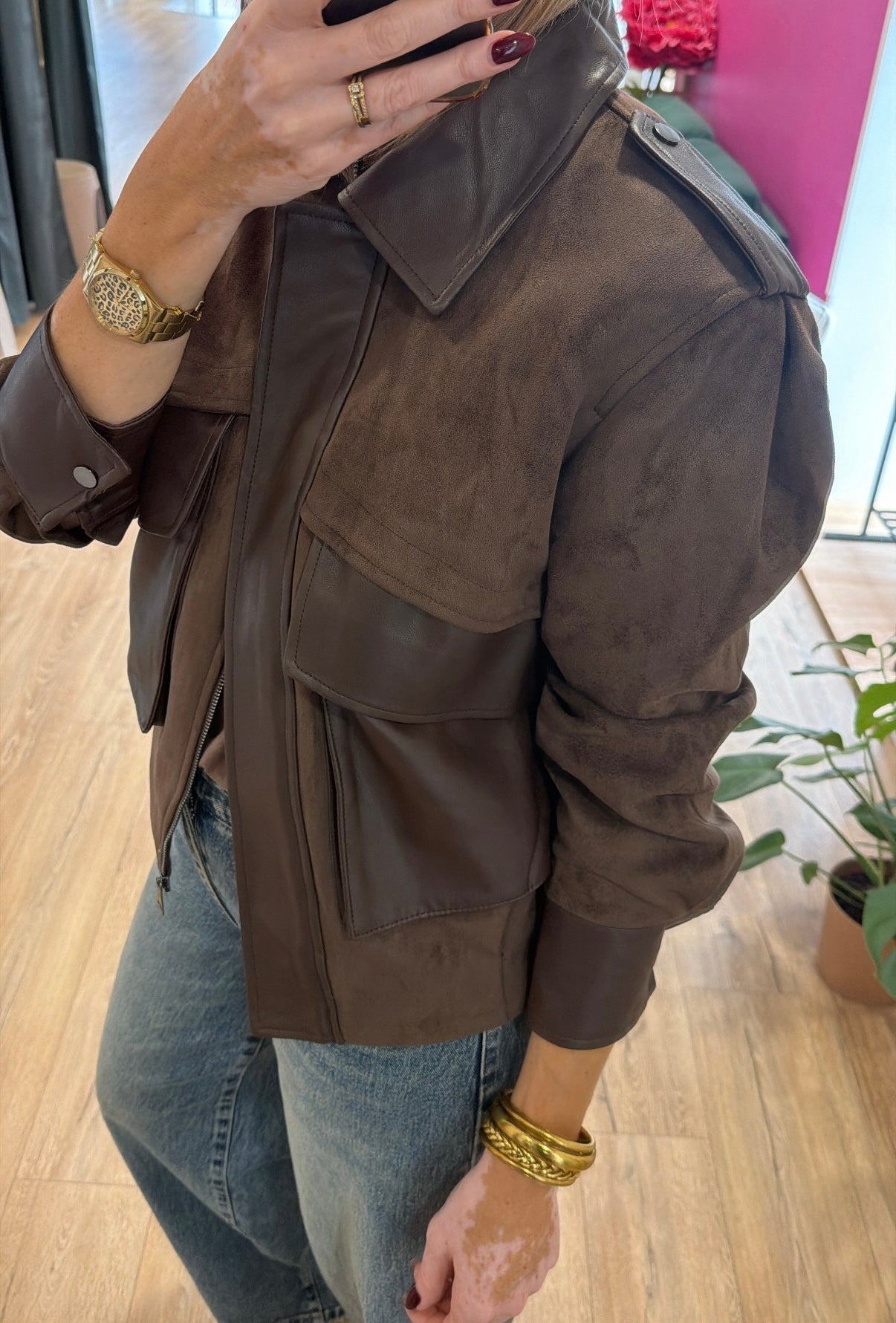 Veste bimatière AMAYA Chocolat