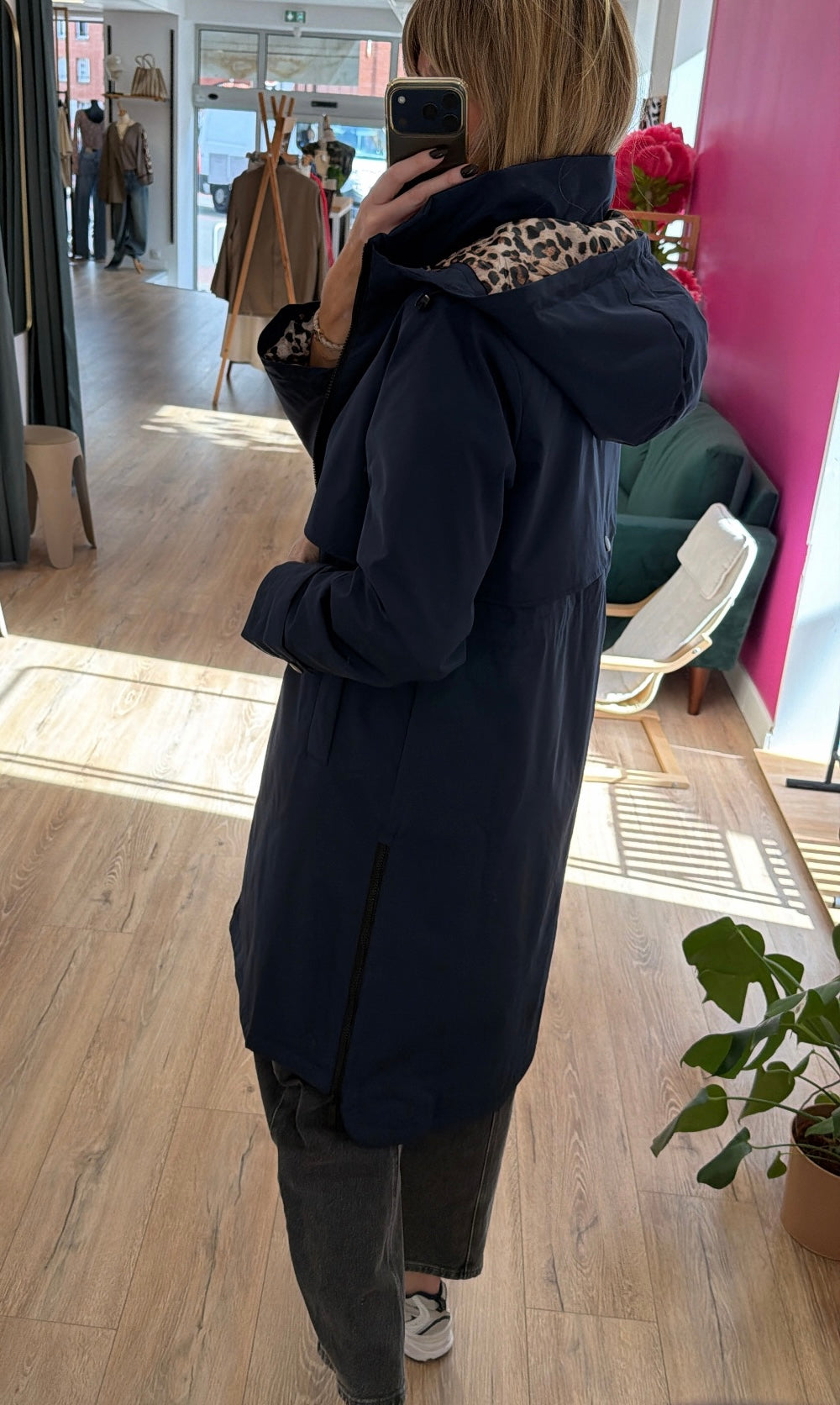 Imperméable NICOLAS Bleu marine/Léopard