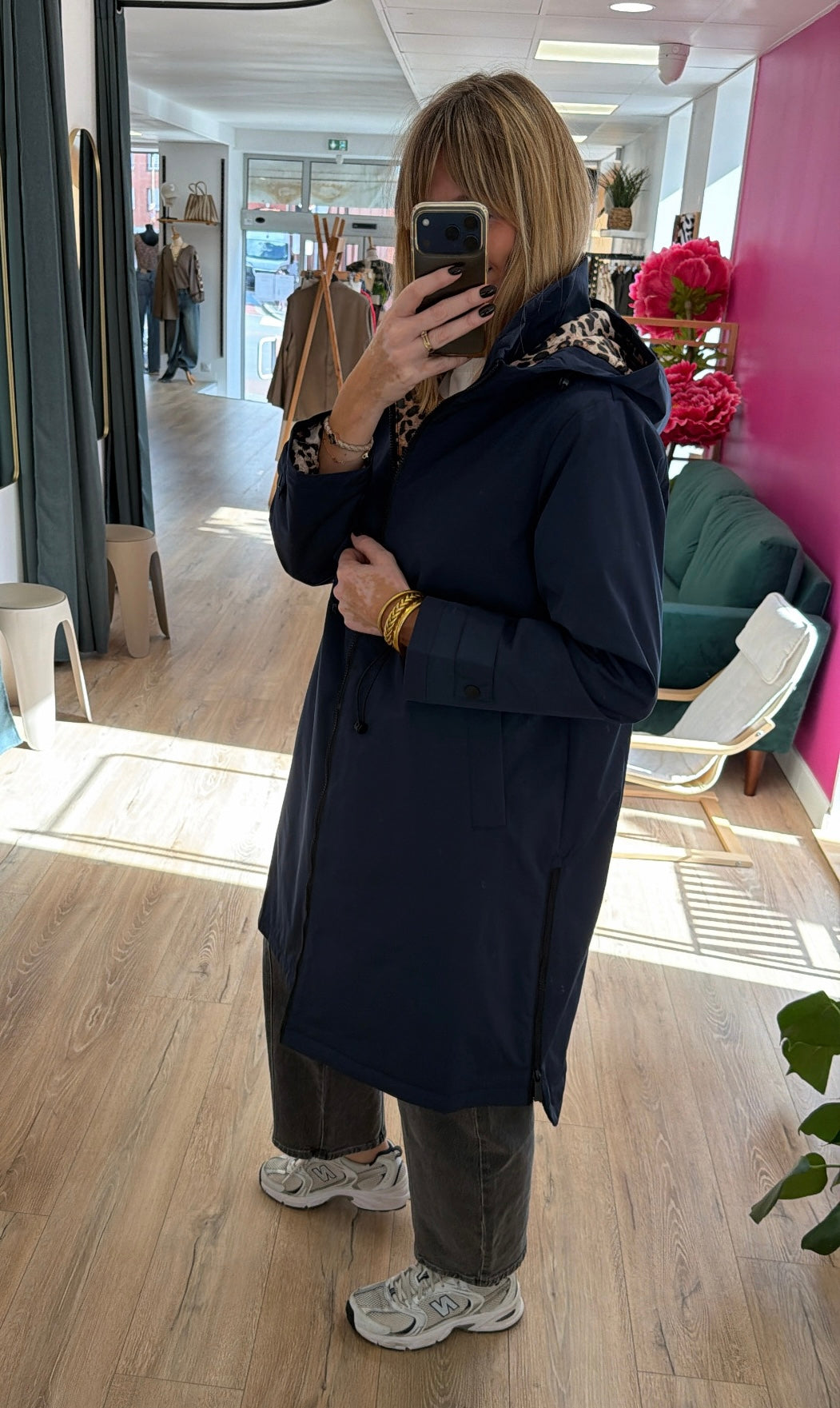 Imperméable NICOLAS Bleu marine/Léopard