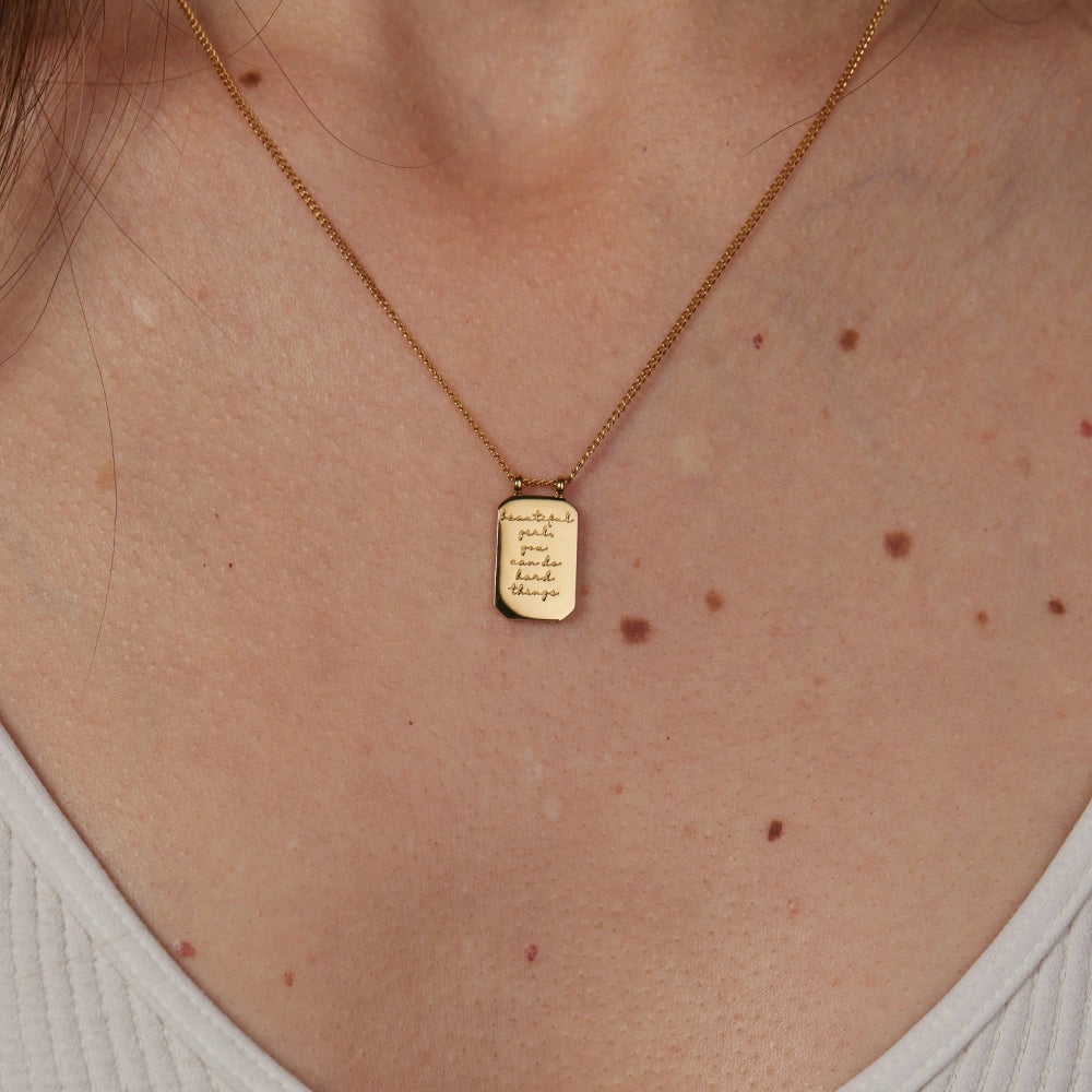 Collier Mantra - Belle fille, tu peux faire des choses difficiles - Doré