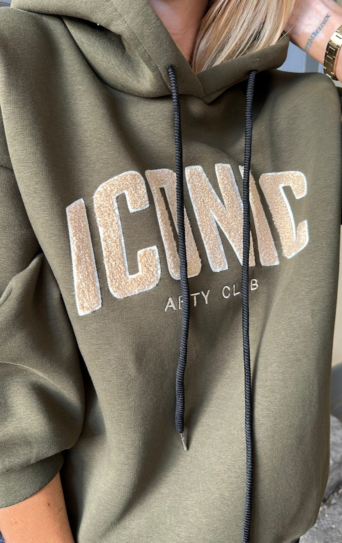 Sweat capuche ICONIC Kaki/Beige