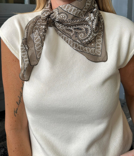 Foulard carré BOBY Kaki/taupe