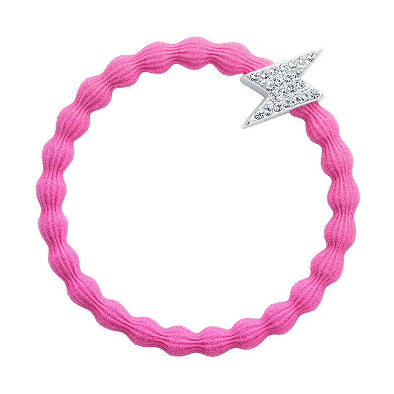 Bracelet élastique Silver Diamante Bolt Neon Pink
