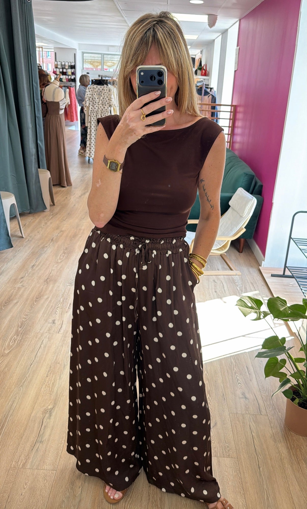 Pantalon ALEXIS Chocolat/Écru