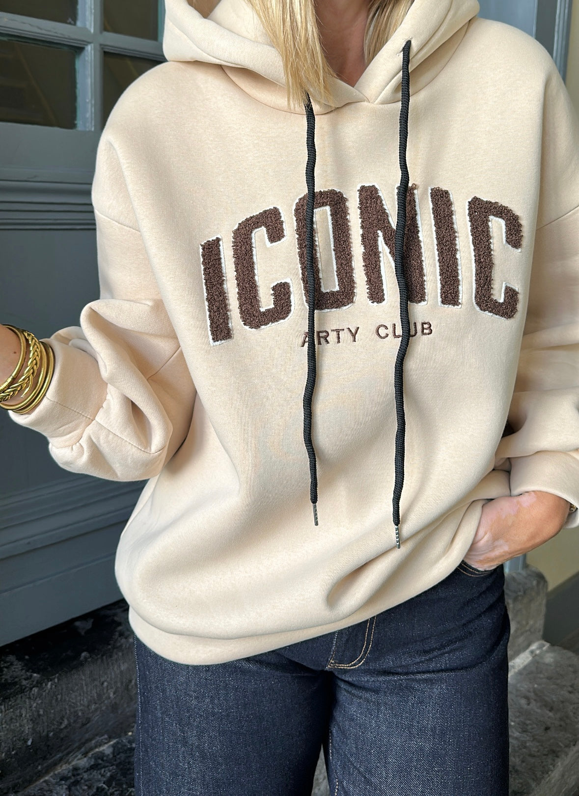 Sweat capuche ICONIC Beige/Chocolat