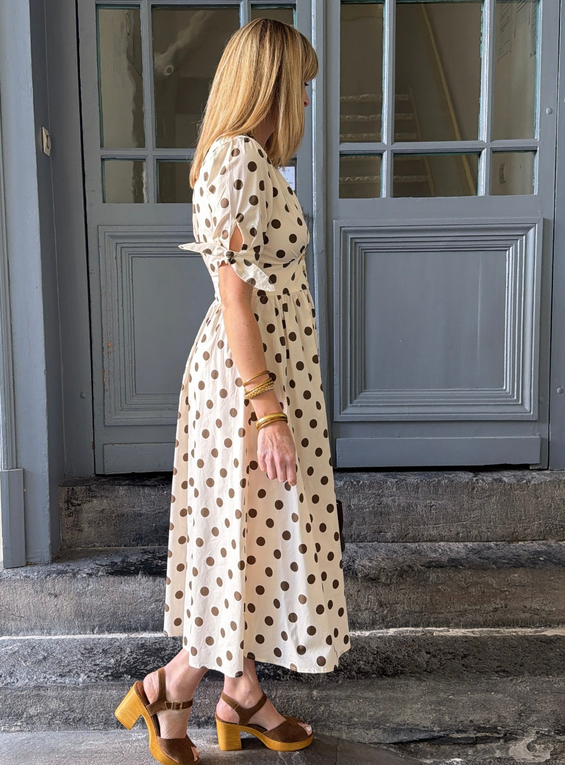 Robe DANIELLA à pois chocolat