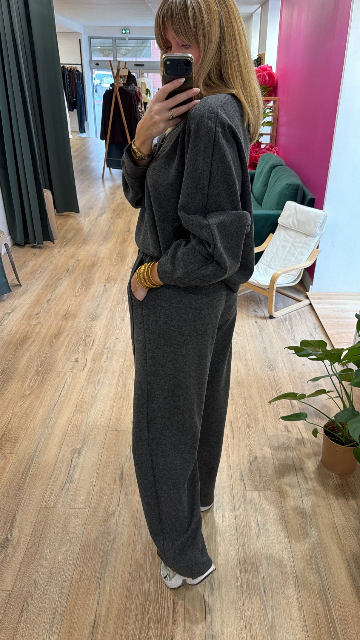 Pantalon jogging MAUDE Gris chiné