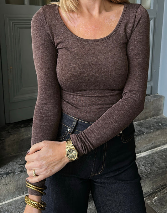 Top ZOÉ Marron Chiné