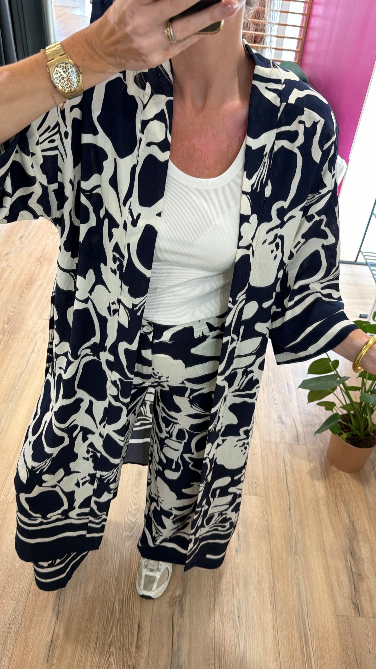Kimono FLORE Bleu marine/Blanc