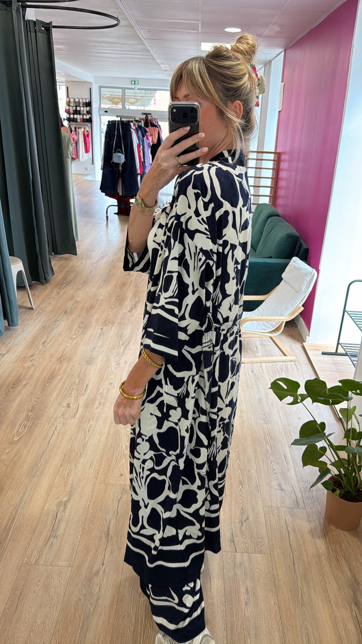 Kimono FLORE Bleu marine/Blanc