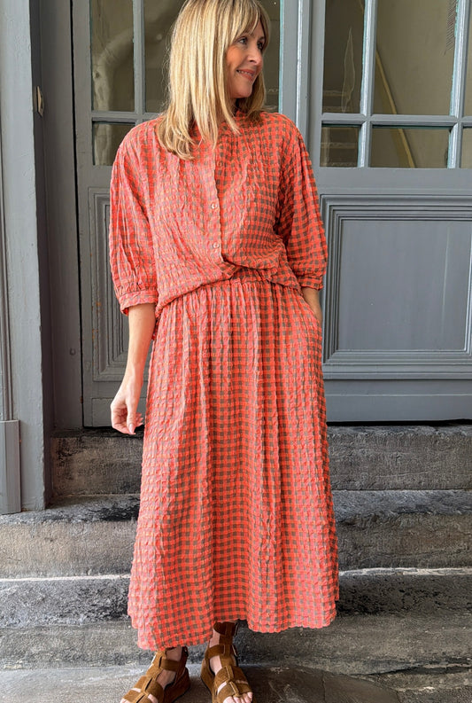 Jupe AMÉLIE Corail/Taupe