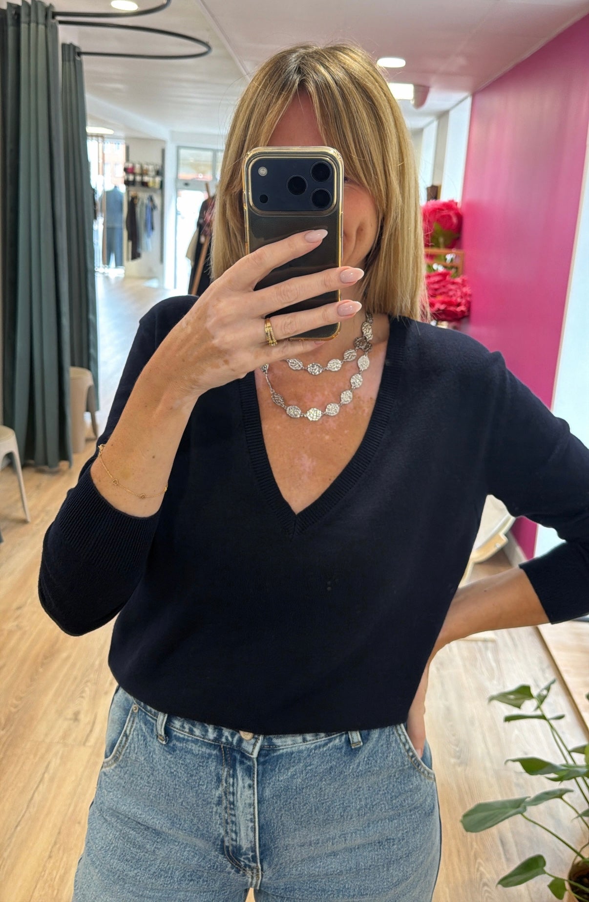 Pull V NÉLIO Bleu marine