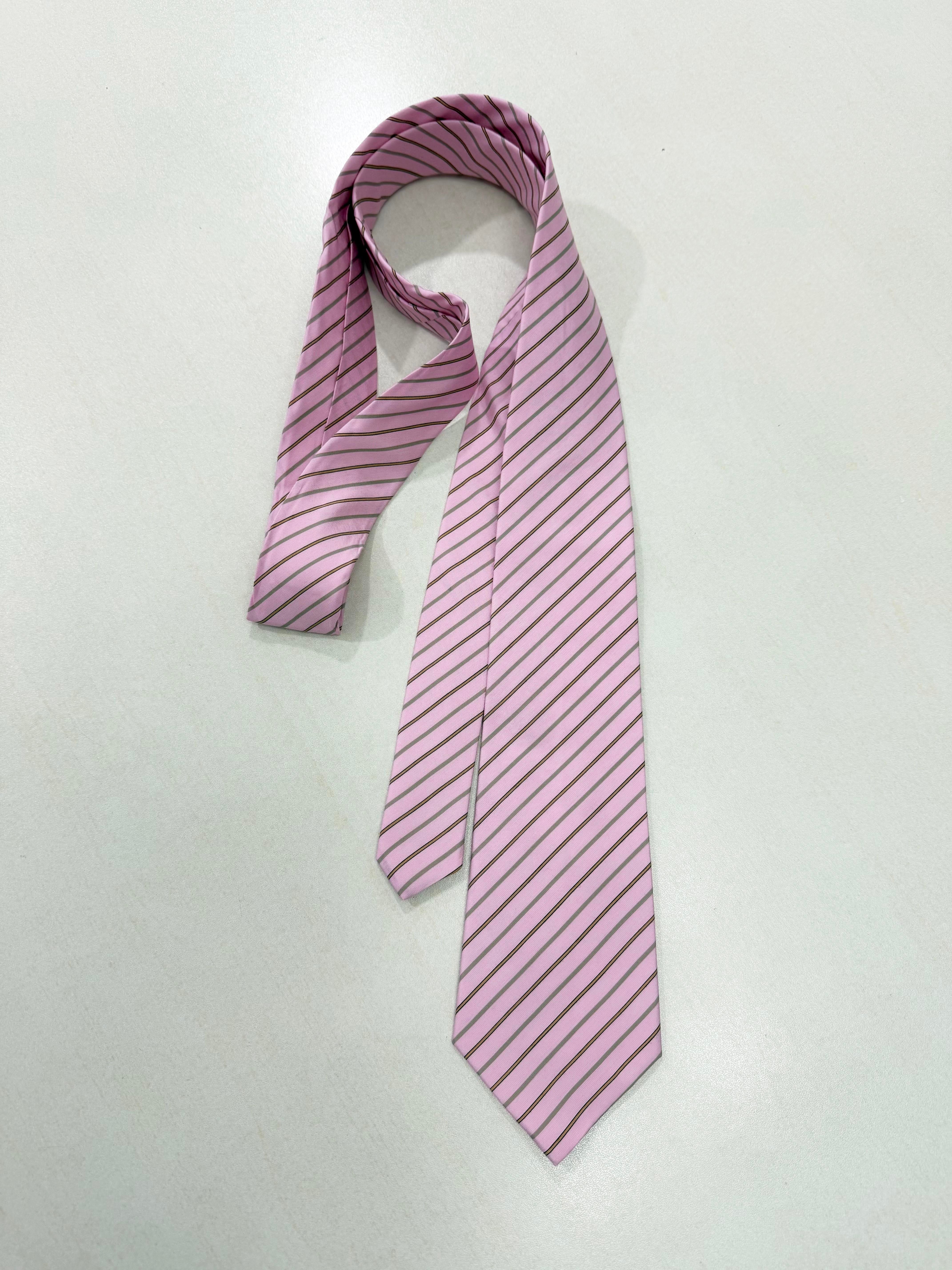 Cravate CHIMENE rose rayée