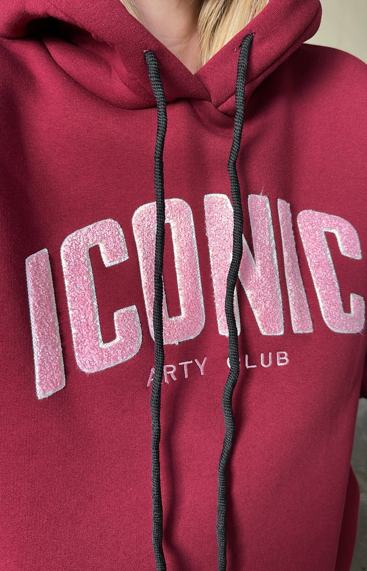Sweat capuche ICONIC Bordeaux/Rose