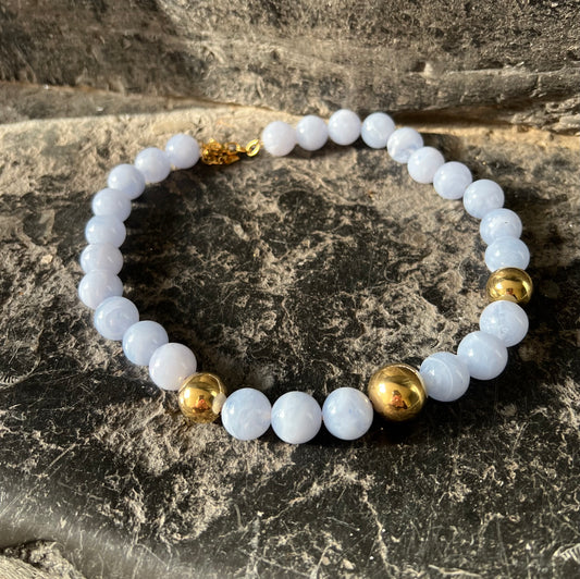 Collier IVY bleu/doré