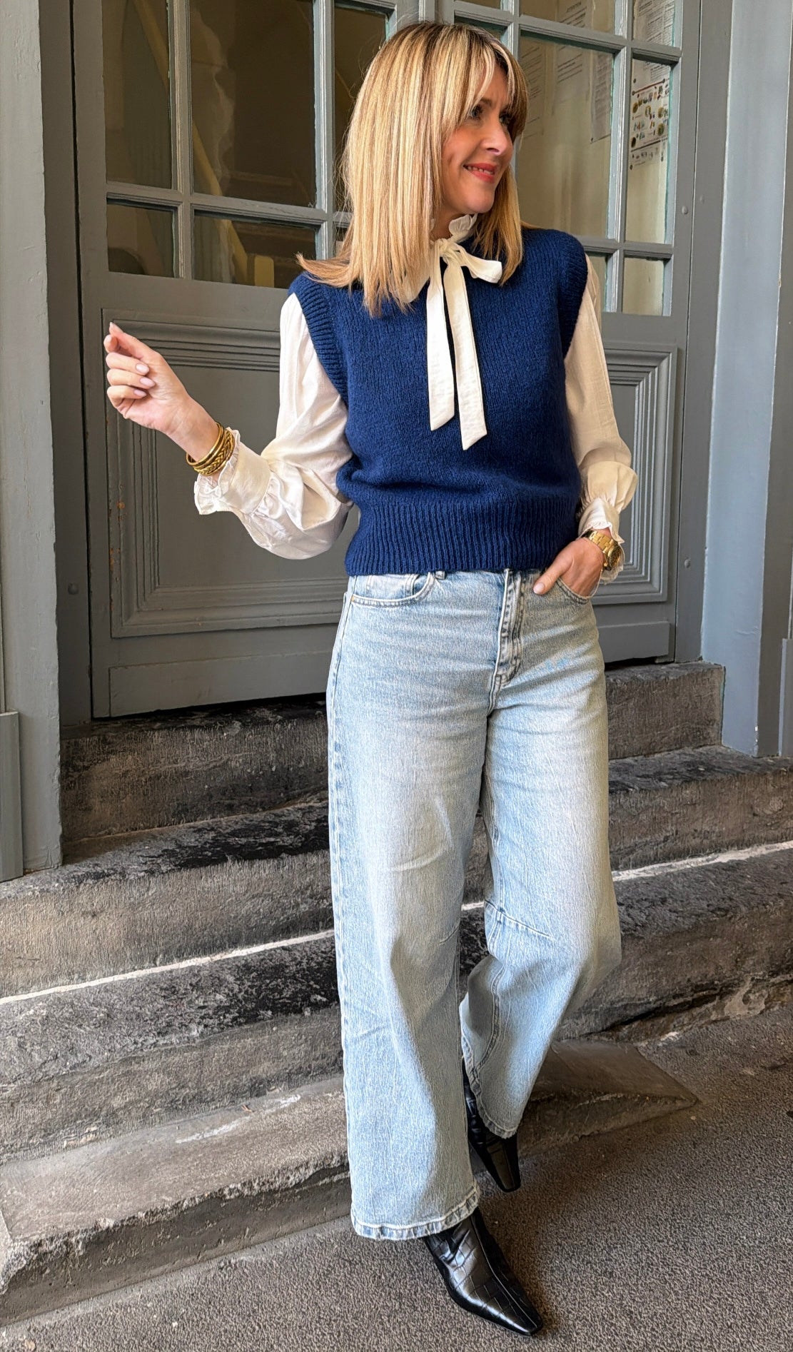 Pull LALY Bleu pétrole