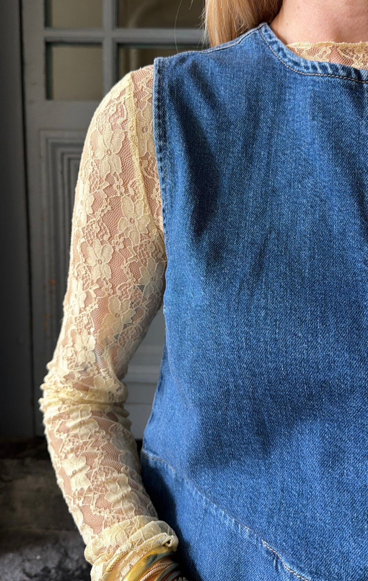 Top SILKE Medium Blue Denim PIECES