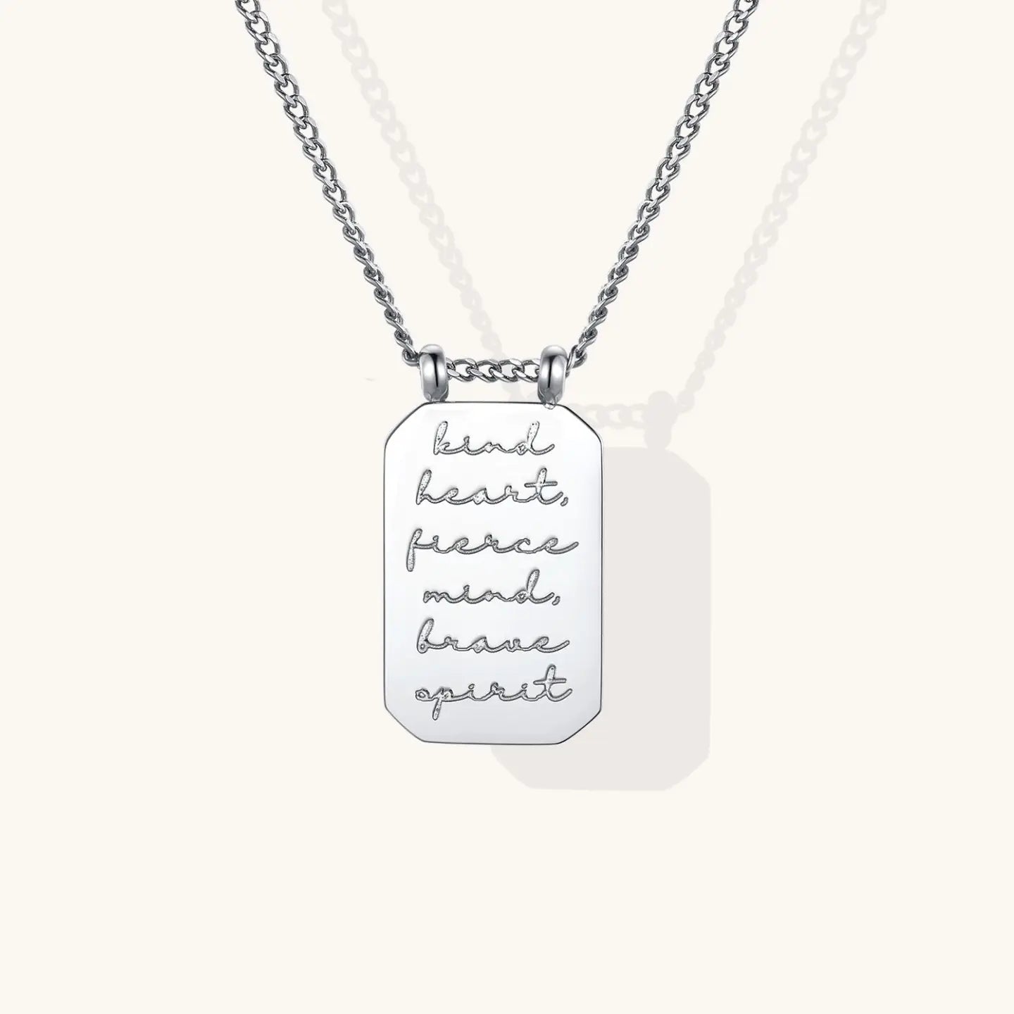 Collier citation - Cœur tendre, Esprit féroce, Âme courageuse - Argent
