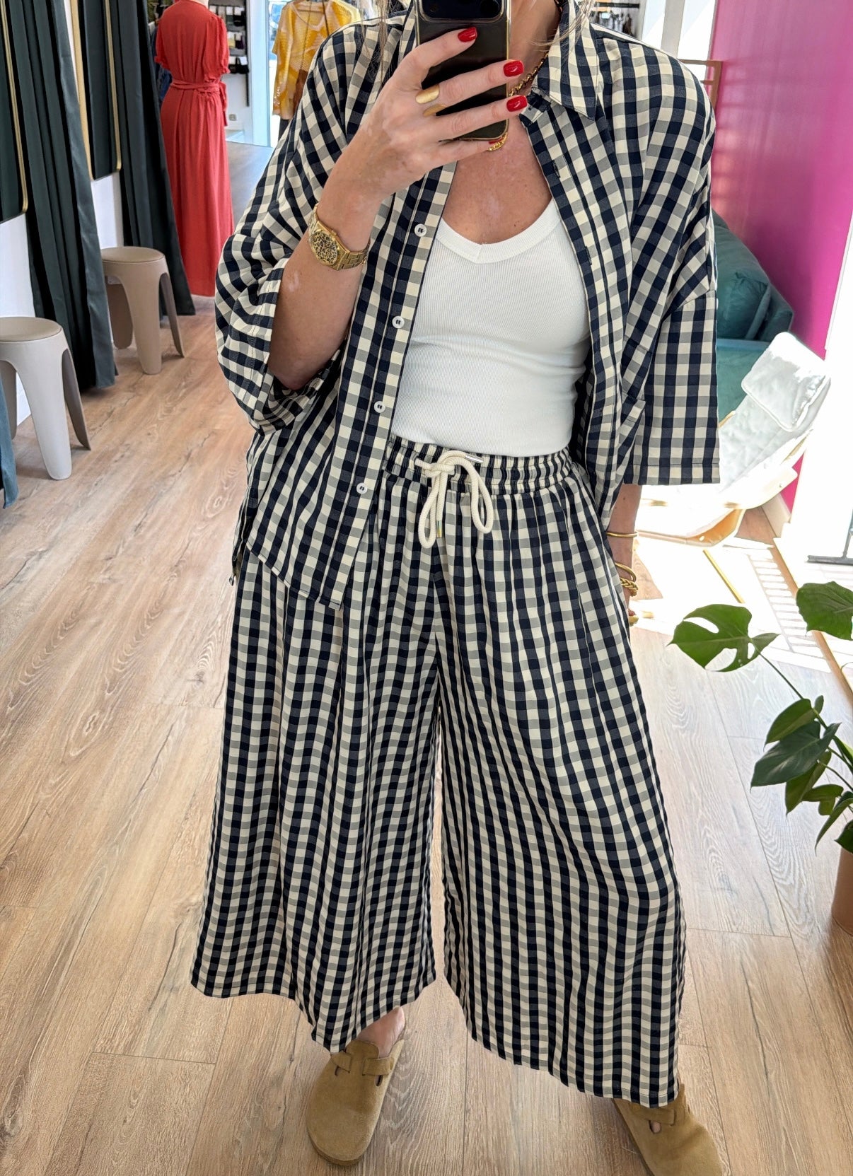 Chemise ESTER Bleu marine/Écru
