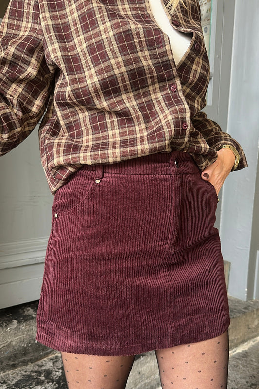 Jupe velours CASSANDRE Bordeaux