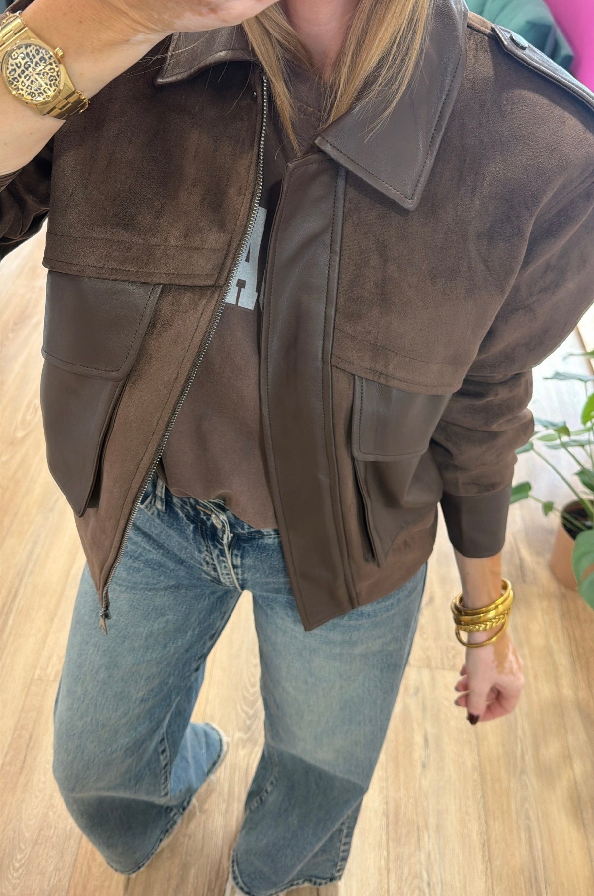 Veste bimatière AMAYA Chocolat