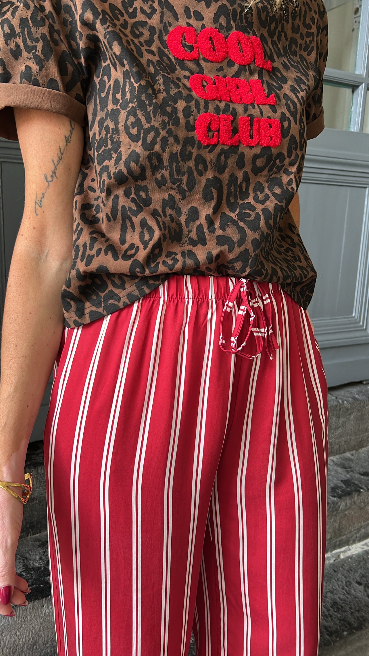 Pantalon JANE rouge /blanc