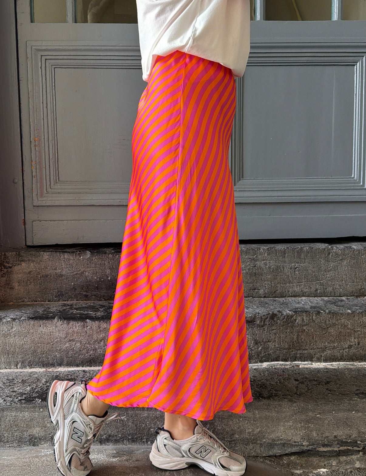 Jupe rayée MELISANDRE Orange/Rose