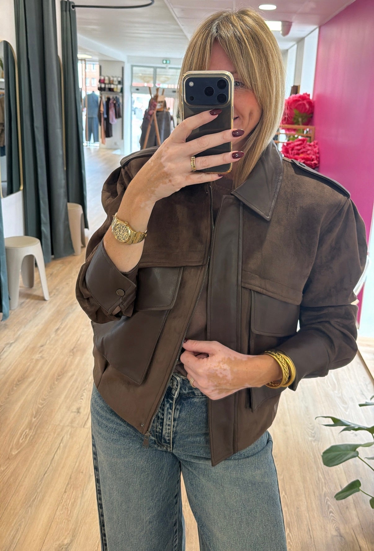 Veste bimatière AMAYA Chocolat