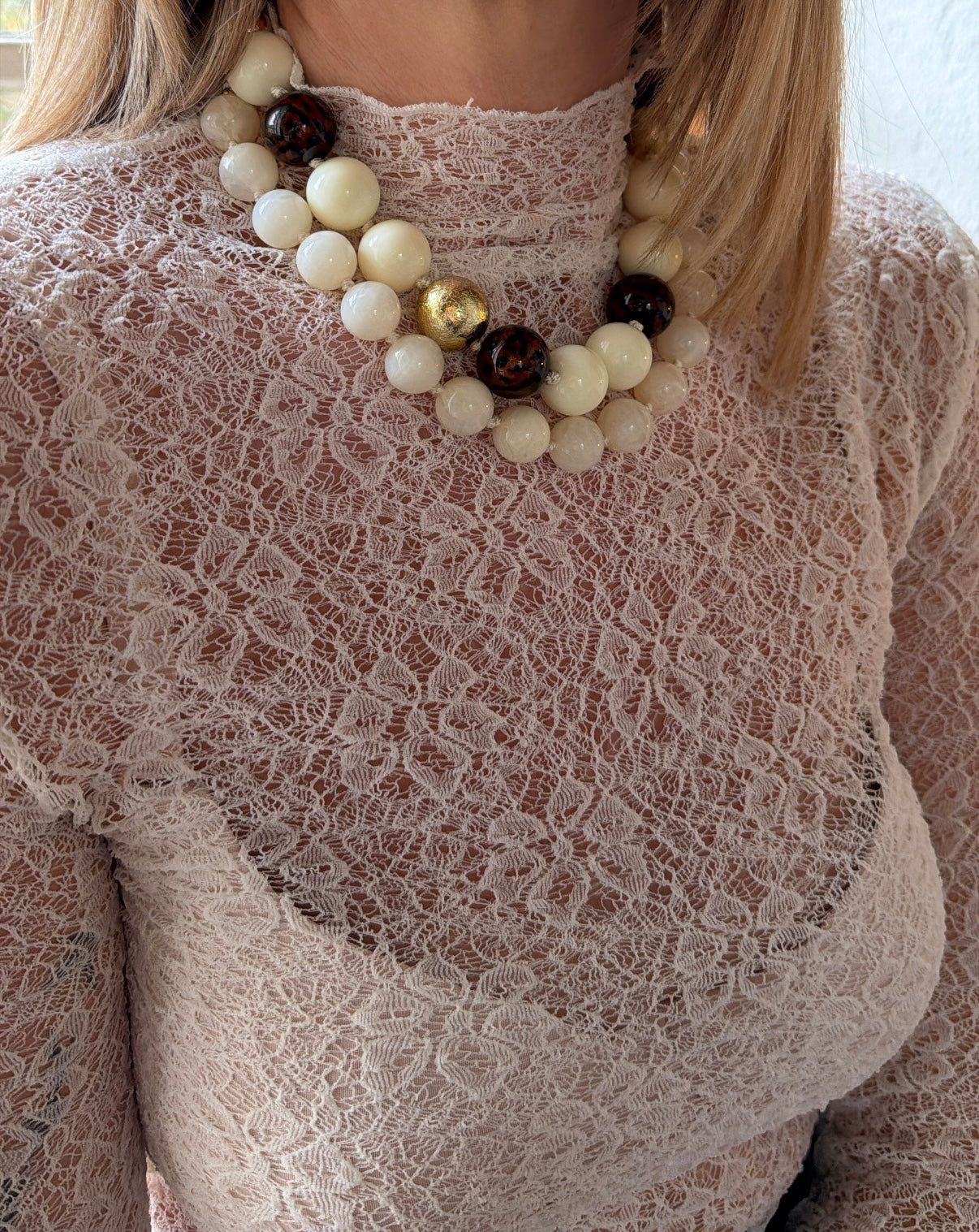 Collier SALOMÉ Écru marbré